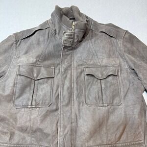 St Johns Bay Outfitters Mens‎ Genuine Leather Field Jacket Brown Large